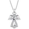 Finrezio Collana Con Ciondolo Angelo Custode in Argento Sterling 925 Per Ragazze Collana Con Cuore in Argento Con Cristallo Per Regalo, Regalo Per Figlia/Moglie/Fidanzata