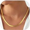 FindChic Collana Donna Oro Piatta 5mm Collana Snake Donna in Acciaio Inossidabile Catena a Serpente Lunghezza 46cm Girocollo Placcato Oro Confezione Regalo