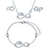 INFINIONLY Parure di gioielli, Bracciale Orecchini Collana ciondolo da donna ragazza, Collana Bracciale Orecchini in argento 925, Set di gioielli simbolo dell'infinito e delfino carino, argento