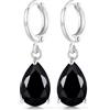 Crystalline Azuria Donna 18ct Placcato Oro Lacrima Orecchini Pendenti con Nero Cristalli di Zirconi