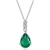 Miore Collana Donna Smeraldo Diamanti taglio Brillante ct 0.06 Oro Bianco 9 Kt / 375 con Catena, Catenina Cm 45