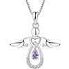 FJ Collana Angelo Custode Donna Argento 925 Collana con Ciondolo Giugno Pietra Portafortuna Alessandrite Gioielli Regalo per Donna