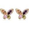 Crystalline Azuria Donna 18ct Placcato Oro Colorato Farfalle Orecchini a Lobo con Cristalli di Zirconi