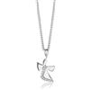 Miore Collana Angelo Donna con Zirconi in Argento Sterling 925, Ciondolo Angelo con Catena dal design Classico, anallergico. Ciondolo con Catenina Grumetta Lunga Cm 45.