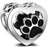 LaMenars LaMeanrs - Charm in argento Sterling 925, collezione animali, ciondolo per braccialetti e collane da donna e Argento, colore: Paw Prints - Cuore, cod. LA-Animals