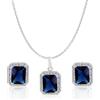 Crystalline Azuria Donna 18ct Placcato Oro Bianco Parure con Zaffiro simulato Blu Cristalli di Zirconi Collana con Ciondolo 45 cm Orecchini a Lobo