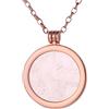 Morella Collana donna 70 cm acciaio inossidabile oro rosa con Coins Moneta amuleto ciondolo chakra rotondo 33 mm gemma pietra preziosa quarzo rosa in sacchetto di velluto