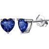 Bellitia Jewelry Orecchini a Bottone in Argento Sterling 925 per Donna Ragazze, Orecchini a Lobo con Pietra a Forma di Cuore Orecchini Carini Anallergici Zaffiro Blu