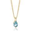 Miore Collana Donna con Catena, Topazio Blu Oro Giallo 9 Kt / 375 Catenina Cm 45