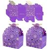 Wuuooei Scatole per Feste di Carta, 50 Pcs Scatola di Caramelle a Farfalla, Scatoline Carta Bomboniere, Scatoline Portaconfetti Viola, per Festa Anniversario Matrimonio Comunione, 7*6,5*8,5cm, Motivo Floreale