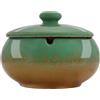 HONZUEN Posacenere Esterno in Ceramica con Coperchio, Portacenere Antivento Antiodore, Posaceneri Interni o Esterni Facile da Pulire Porta Cenere Ashtray per Giardino Ufficio Balcone Bar, Verde