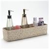 DECRAFTS Cesta Portaoggetti Seagrass Scatola di Vimini Rettangolare con Scomparti per Organizzare di Carta Igienica Imbiancare (37cm x 12cm x 8cm) Bianco 3 Sezione Senza Coperchio