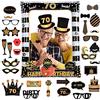 Flintronic Photo Booth Compleanno Accessori, Photo Booth Props, Carta Foto Decorazione per Festa Compleanno -Gadget 70 Anni Fai da Te