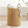 YOUDENOVA Cesto Portabiancheria Intrecciato per Giocattoli,Cesto Biancheria Sporca con Maniglia Cotone, Cesta Decorativa per Vestiti 58L marrone puro