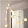 Lights4fun Filo di 20 LED bianchi a pile con rose bianche