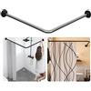 SIKAIQI - Asta per tenda da doccia ad angolo - Asta per tenda da doccia curva a forma di L in acciaio inox 304 retrattile, per bagno, negozio di abbigliamento, spazio privato (70-100 x 70-100 Cm)