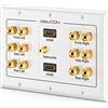 deleyCON Altoparlanti Multimediali Wallbox Scatola di Derivazione a Muro con Spina a Banana Prese & 2 Prese HDMI per Sistema Audio Surround 6.1 e Subwoofer Home Cinema