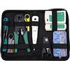 Xespis 12 in 1 Crimpatrice ethernet Strumenti Kit di Rete Professionali, Pinza Crimpatrice rj45, Manutenzione del Computer Kit LAN Tester del CavoStrumenti di Riparazione crimpatrice ethernet