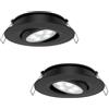 acegoo 2 x Faretti LED da Incasso 12V Camper Barca Orientabile 70° Downlight Soffitto Plafoniera per Roulotte Furgone Cucina Cartongesso, Angolo del fascio di 35° Alluminio completo(Nero 5000K)