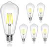 Aigostar Filamento Lampadine Led E27 Luce Fredda 6500K,6W Equivalenti a 58W,780Lm,ST64 Stile Vintage, Non Dimmerabile, Pacco da 5 Pezzi