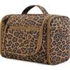 WANDF Grande borsa da toilette appendere, borsa da viaggio per cosmetici trousse viaggio accessori resistente all'acqua per uomo donne(Leopardo marrone)