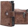 BEWMER v2 Portafoglio Uomo Slim In Similpelle Con Protezione RFID Anticlonazione - Porta Carte Di Credito Uomo E Donna Per 9 Tessere, Con Portamonete - Porta Tessere, Marrone Nero