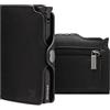 BEWMER Porta Carte di Credito 1 ZIP Schermato | Portafoglio Slim da Uomo e Donna | Porta Tessere e Documenti con Rfid Protection e Fermasoldi in Carbon Fiber (Nero Opaco con Zip)