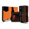 SLim Porta Carte di Credito Schermato Portafoglio Uomo Rfid Portatessere Anticlonazione Donna Portacarte Uomo (Testa di Moro e Arancio, Con Zip)