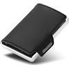 MONDRAGHI Miniwallet in Vera Pelle Leggero e Tascabile. Portafoglio Slim per Carte di Credito Banconote Tessere e Documenti Modello ELEGANCE Black per Uomo e Donna