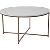 Flash Furniture Hampstead Collection - Tavolino da caffè Moderno con Finitura Bianca, Struttura in Oro Spazzolato Incrociato