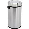 Amazon Basics Rotondo Pattumiera in acciaio inossidabile con coperchio basculante, 65 l, Argento
