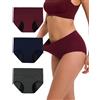 INNERSY Slip Ciclo Mestruale Donna Lavabili Mutande Assorbenti Post Parto Vita Alta Pacco da 3 (46, Blu, Nero, Marrone)