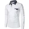 YCUEUST Cotone Polo Uomo Strisce Collare Manica Lunga Basic Tennis Golf T-Shirt Rosso M