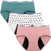 INNERSY Mutande Igieniche Ciclo Ragazza 12 Anni 10 14 16 Slip Mestruali Cotone Adolescente 3 Pack (10 Anni, Verde/Rosa/Punto)