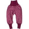 Cosilana - Pantaloni in pile di lana per bambini, con cintura in cotone biologico Grau-menage 98/104 cm