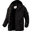 WenVen Giacca Militare Invernale Calda Cappotto con Cappuccio Staccbile Antivento Parka Media Lunga Imbottita Giubbotto Casual in Cotone Uomo Verde Militare L
