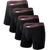 Separatec Mutande Boxer Uomo Doppia Tasca Indipendente Elastico Boxers Gamba Lunga bambù Traspirante Morbido 35mm Cintura Senza Cuciture Intimo Pantaloncini 4 Pezzi