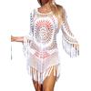 CUPSHE Poncho da donna all'uncinetto con nappe abiti scava fuori XS-XXL 2024, bianco, S