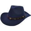 Faringoto Cappello da cowboy da uomo cappello da cowgirl cappello in feltro cappelli fedora per le donne, blu navy, Taglia unica