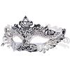 Hoshin Maschera Carnevale Donna, Maschera Veneziana Adulti Ideale Mezzo Viso per Venezia e Il Fantasma dell'Opera (Nero con Linee argentate)