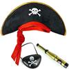 BALINCO Set da pirata per bambini composto da cappello da pirata + benda sull'occhio + cannocchiale - set di costumi in maschera/carnevale