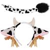 XEPST Set Costume di Mucca per Capelli e Coda, Cerchietto Mucca Animali Decorativi per Feste a Tema Carnevale Costumi di Halloween