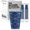cubex professional Bicchieri in carta monouso 200 ml 7 once 100% Made in Italy per acqua e bevande calde e fredde ECOLOGICI COMPOSTABILI e BIODEGRADABILI di design (Hexagon, 100)