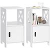 WOLTU Set di 2 Comodino Stretto, Comodino Bianco con 1 Vano Aperto e 1 Vano Nascosto, Tavolino da Notte 30x30x60cm, Mobile Salvaspazio per Camera da Letto Soggiorno, in MDF, TSR166ws-2