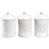 Gruppo Maruccia - Barattoli da Cucina Shabby Chic in Ceramica con Coperchio - Contenitori Porta Zucchero, Sale, Biscotti e Riso - Set da 3