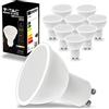 V-TAC 10 lampadine LED GU10 da 4,5 W, 400 lumen, alta luminosità, faretti LED GU10 per la massima efficienza e risparmio energetico, luce bianca fredda da 6500 K.