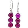 Treasure Bay Orecchini da donna fatti a mano con pietre preziose triple perline e orecchini pendenti in argento sterling - Idee regalo per le donne (Agata Rosa)