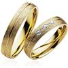 JC Trauringe 2 x fedi nuziali, coppia di anelli per matrimonio, anelli di fidanzamento, anelli dell'amicizia, placcati oro, larghezza 4 mm con incisione e 3 pietre P904