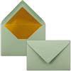 NEUSER PAPIER Buste in verde eucalipto - 10 pezzi - buste DIN C6-114 x 162 mm - 11,4 x 16,2 cm - incollaggio a umido - superficie opaca e fodera oro-metallizzata - senza finestra - per inviti