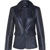 Infinity Leather Giacca Classica da Donna Nero in Vera Pelle con un Bottone